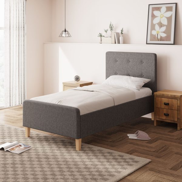 Dark Grey Ashbourne Side Lift up 3ft Single Ottoman bed solid base Fabric - Image 6