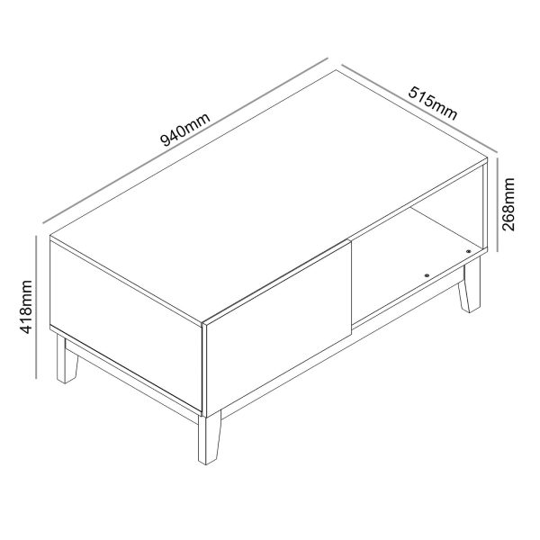 GFW Camborne Coffee Table with Under Shelf Display and Cabinet Suitable Hallway - Image 9