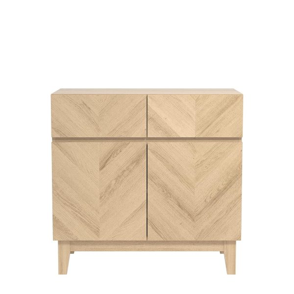 GFW Camborne Compact Sideboard Oslo Oak Cabinet with 2 Door Storage Cupboard - Image 3