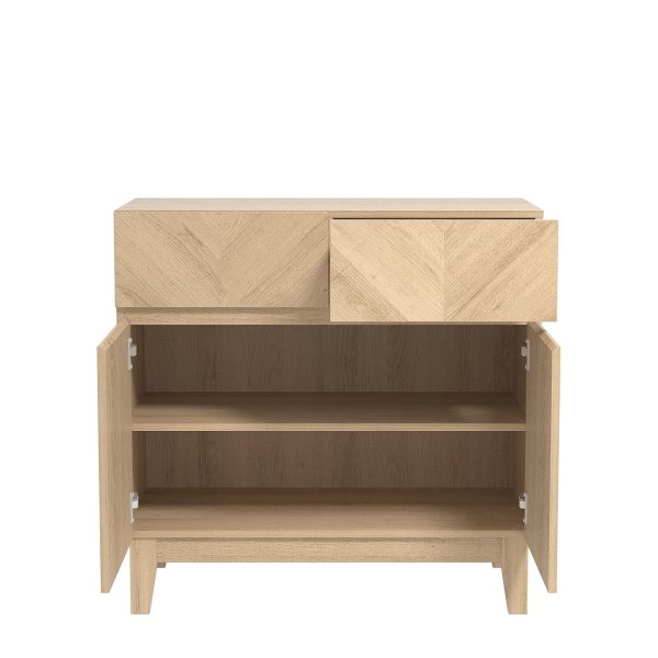 GFW Camborne Compact Sideboard Oslo Oak Cabinet with 2 Door Storage Cupboard - Image 4