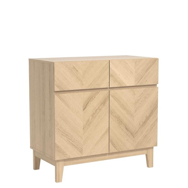 GFW Camborne Compact Sideboard Oslo Oak Cabinet with 2 Door Storage Cupboard - Image 5