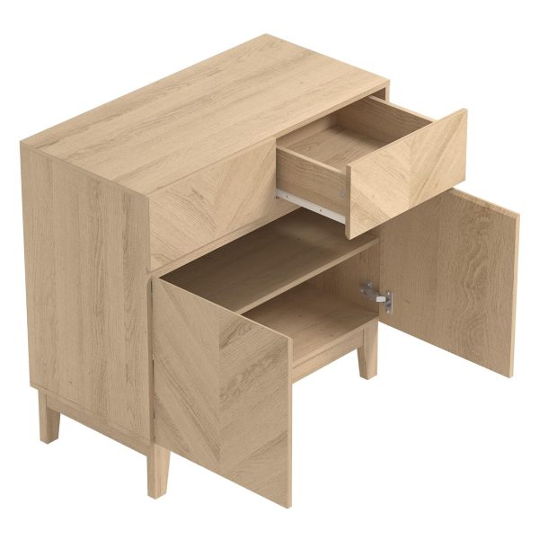 GFW Camborne Compact Sideboard Oslo Oak Cabinet with 2 Door Storage Cupboard - Image 6
