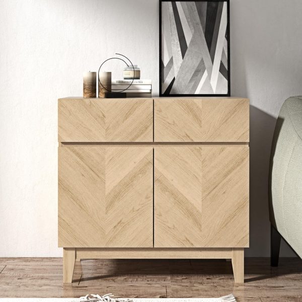 GFW Camborne Compact Sideboard Oslo Oak Cabinet with 2 Door Storage Cupboard