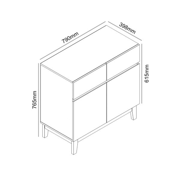 GFW Camborne Compact Sideboard Oslo Oak Cabinet with 2 Door Storage Cupboard - Image 8
