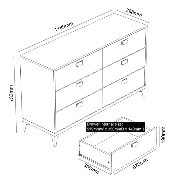 GFW Chest of Drawers, Dusty Grey Oak, One Size - Image 9