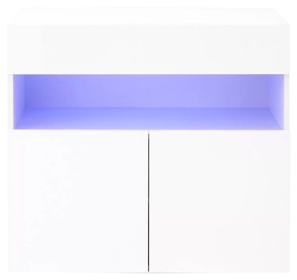 Galicia White Gloss Wall Mounted Hung Sideboard with LED Storage shelves Graded - Image 5