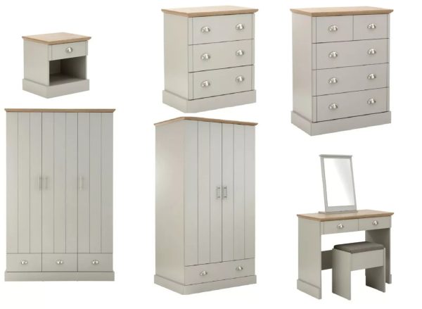 Kendal 3 Drawer Chest of drawers Country style bedroom furniture Grey and Oak - Image 3