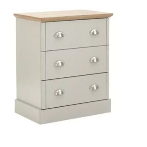 Kendal 3 Drawer Chest of drawers Country style bedroom furniture Grey and Oak