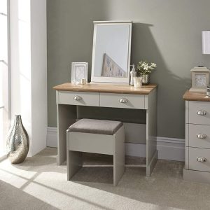 Kendal Bedroom Furniture Dressing Table Mirror & Stool Set Dresser - Grey