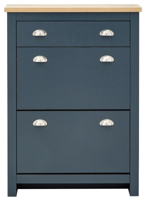 LANCASTER 2DR 1DRW SHOE CABINET SLATE BLUE - Image 4