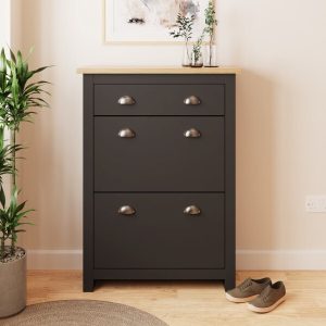 Lancaster 2 Door 1 Drawer Shoe Storage Cabinet Storage Black