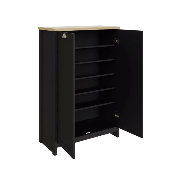 Lancaster 2 Door Shoe Cabinet Storage Display Rack Hallway Black minor graded - Image 4