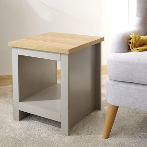 Lancaster Grey and Oak Lamp Table With Shelf Minor Graded