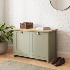 Lancaster Shoe Storage Cabinet 4 Shelves Sideboard Hallway Living Sage Green