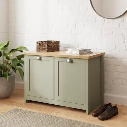 Lancaster Shoe Storage Cabinet 4 Shelves Sideboard Hallway Living Sage Green