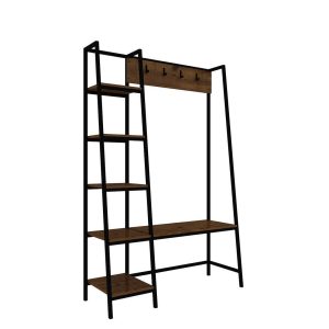 Large Rustic Pine Black Metal Hallway Display Unit Coat Hooks Amazing price