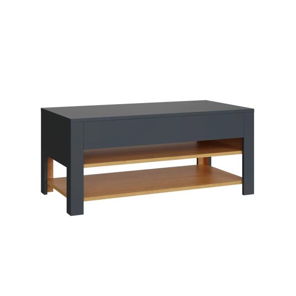 Leon Coffee Table with LED Anthracite Oak Anthracite storage shelves Designer - Image 4