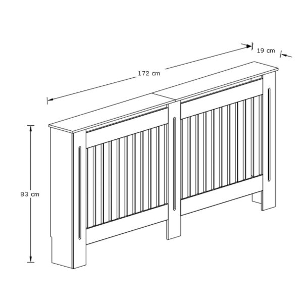 Longslow Extra Large Radiator Cover White MDF Slatted Wood Top Shelf Storage - Image 5