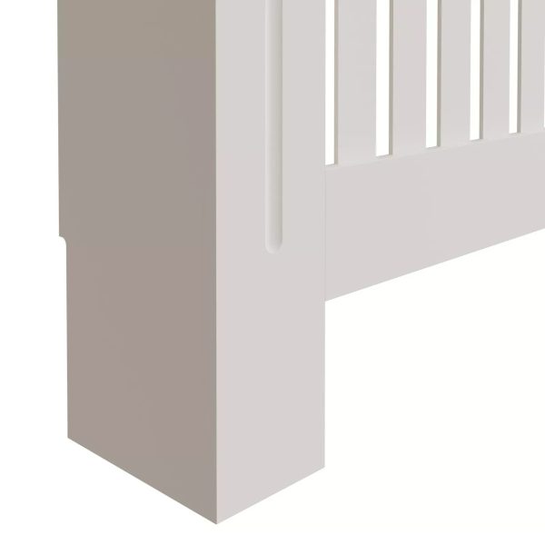 Longslow Extra Large Radiator Cover White MDF Slatted Wood Top Shelf Storage - Image 6