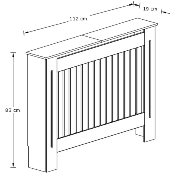 Longslow Medium Grey Radiator Cover Slatted Wood Design Top Shelf Storage - Image 5