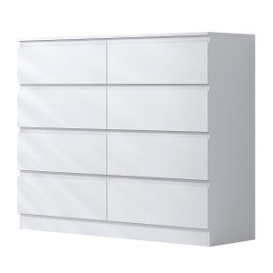 Matt White Chest Of 8 Drawers Bedroom Furniture Scratch Resistant Deep Drawers