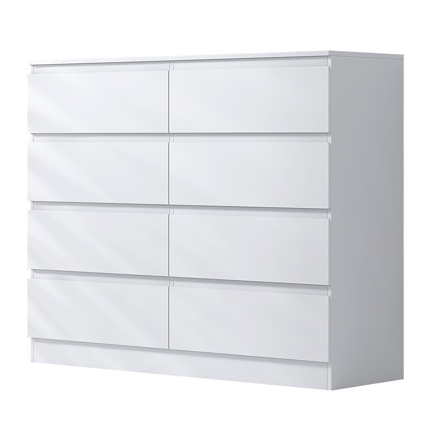 Matt White Chest Of 8 Drawers Bedroom Furniture Scratch Resistant Deep Drawers