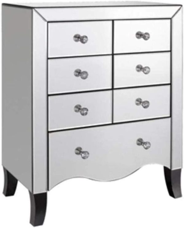 Mirrored Chest of 7 Drawers Vanity Storage Valentina Bedroom Furniture COLLECT