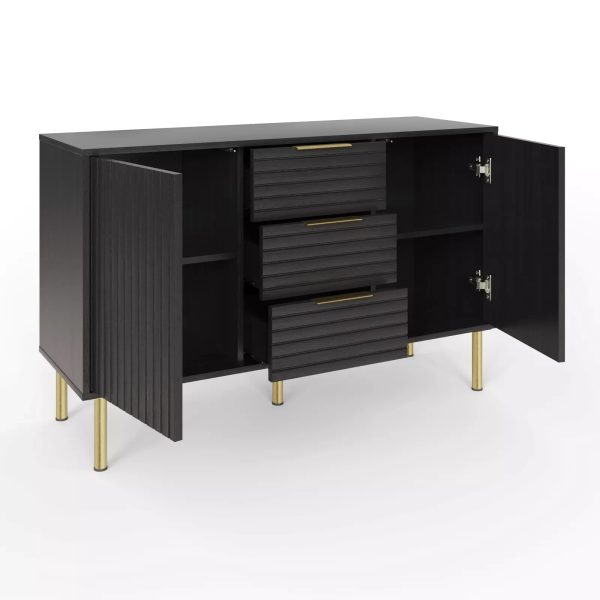 Nervata Sideboard Cabinet Living Dining Room Black - Image 4