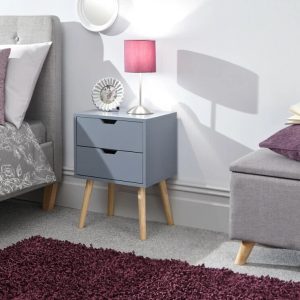 Nyborg 2 drawer bed side chest of Drawers cabinet Scandinavian style Dark Grey