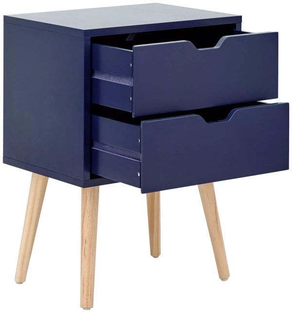 Nyborg Pair Of 2 Drawer Bedside Cabinets Lamp Table Nightstand Blue - Image 3