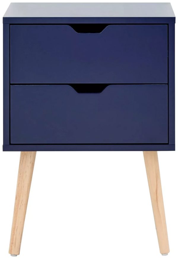 Nyborg Pair Of 2 Drawer Bedside Cabinets Lamp Table Nightstand Blue - Image 6