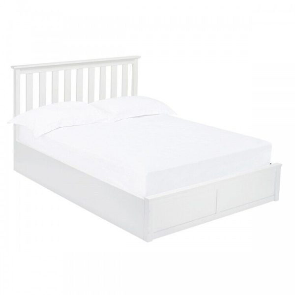 Oxford 5ft White Wooden King Ottoman Gas Lift up Storage Bed Shaker style - Image 3