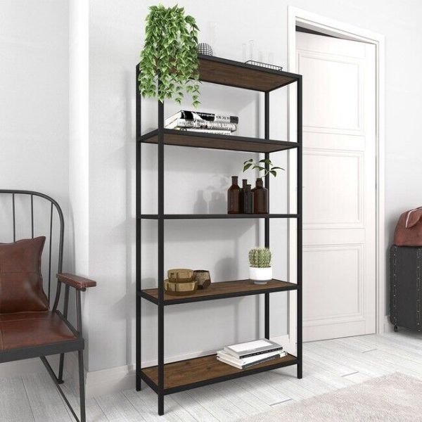 Pine and Black Metal Bookcase Storage Unit Shelf Display Stand priced to go - Image 3