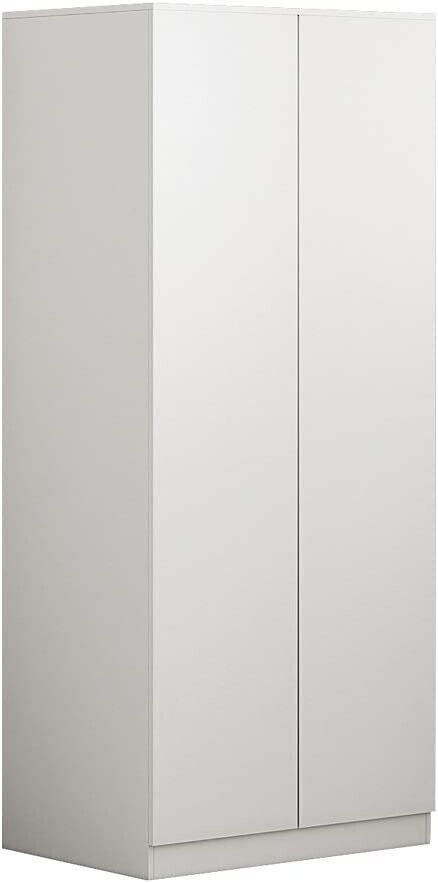 Stora 80cm Modern Bedroom 2 Door Wardrobe with Storage Shelves Matt White
