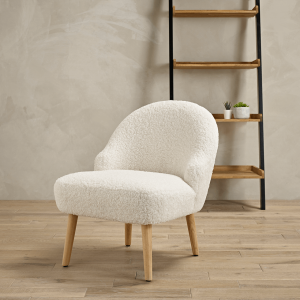 TED CHAIR SOFT WHITE CUSHIONED OCCASIONAL SEAT BOUCLE