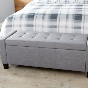 Verona Ottoman Seat Grey Fabric Toy Bedding Storage Box Verona