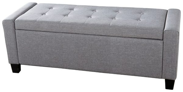 Verona Ottoman Seat Grey Fabric Toy Bedding Storage Box Verona - Image 8