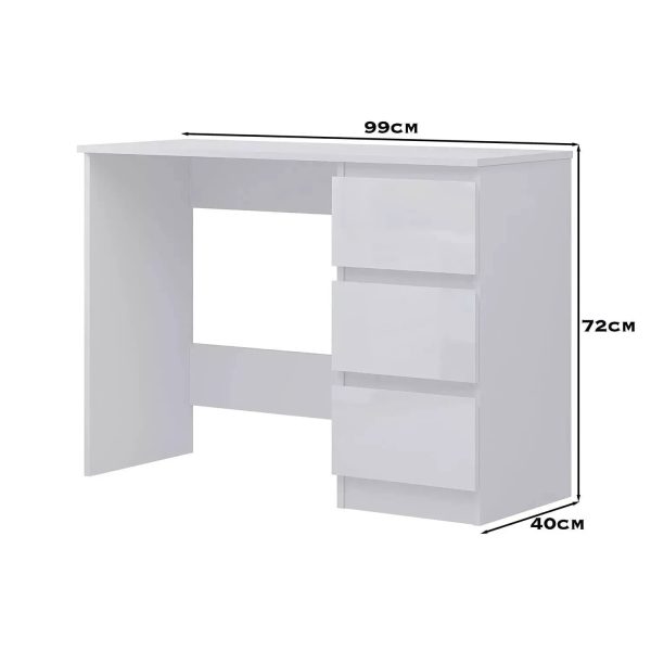 White Gloss 3 Drawers Matt Frame Dressing Table Desk scratch resistant Graded - Image 4