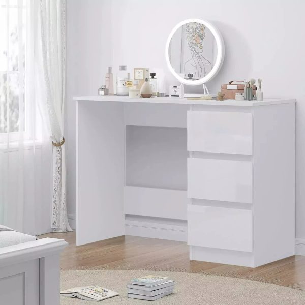 White Gloss 3 Drawers Matt Frame Dressing Table Desk scratch resistant Graded - Image 5
