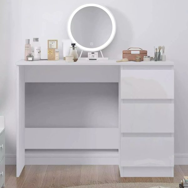 White Gloss 3 Drawers Matt Frame Dressing Table Desk scratch resistant Graded