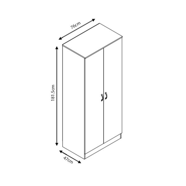 White Gloss Chilton Modern Bedroom 2 Door Wardrobe with Storage Shelf - Image 6