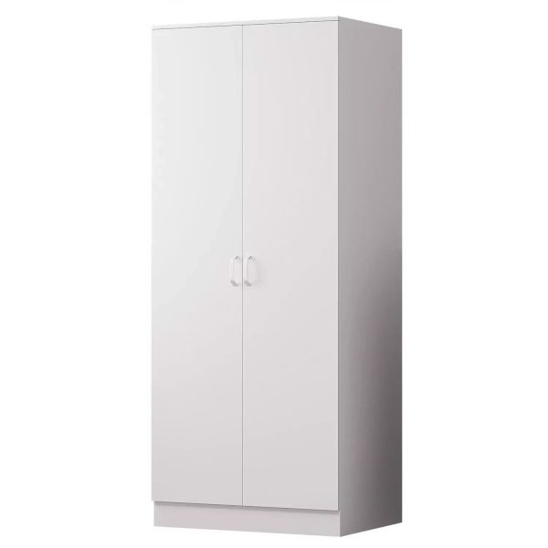 2 Door Wardrobe Bedroom Furniture Metal T-Bar Handles White - Image 3