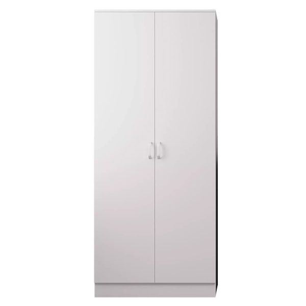 2 Door Wardrobe Bedroom Furniture Metal T-Bar Handles White