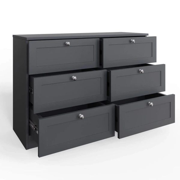 6 Drawer Chest of Drawers Modern Bedroom Furniture Shaker Style Matt Grey - Image 5