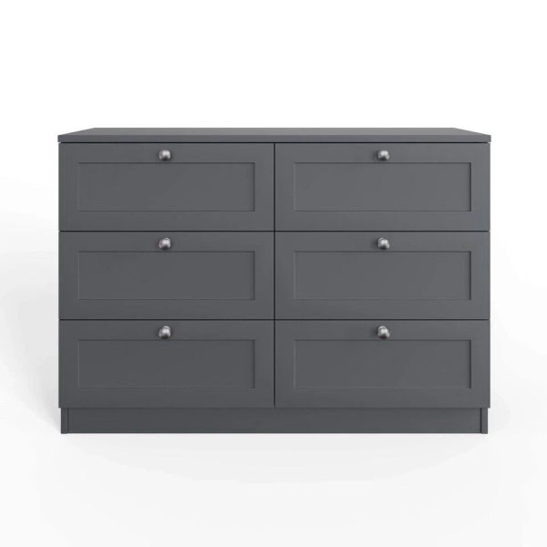 6 Drawer Chest of Drawers Modern Bedroom Furniture Shaker Style Matt Grey - Image 6