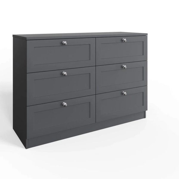 6 Drawer Chest of Drawers Modern Bedroom Furniture Shaker Style Matt Grey - Image 7