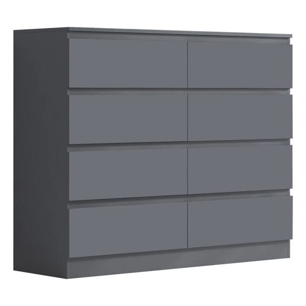 6 Drawer Chest of Drawers Scandinavian Design Bedroom Furniture Matt Dark Grey - Image 3