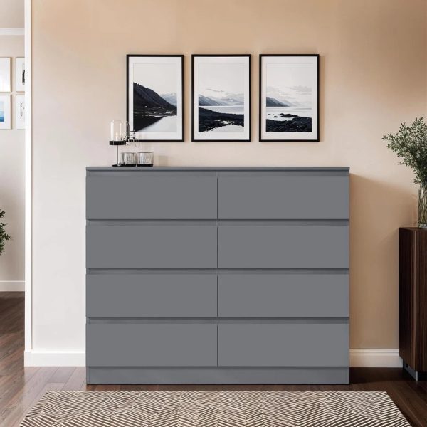 6 Drawer Chest of Drawers Scandinavian Design Bedroom Furniture Matt Dark Grey