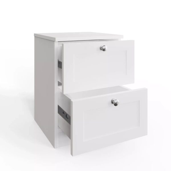 ARTUS 2 DRAWER BEDSIDE CABINET TABLE MATT WHITE SIDE LAMP - Image 3
