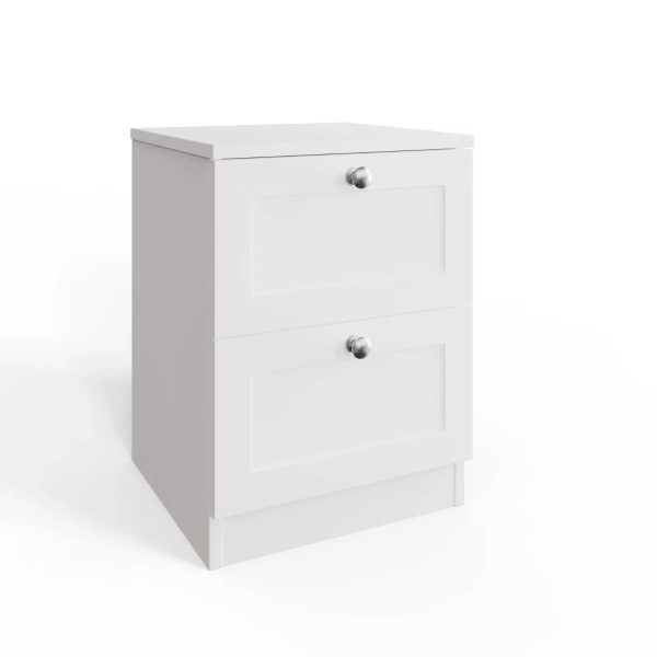 ARTUS 2 DRAWER BEDSIDE CABINET TABLE MATT WHITE SIDE LAMP - Image 5